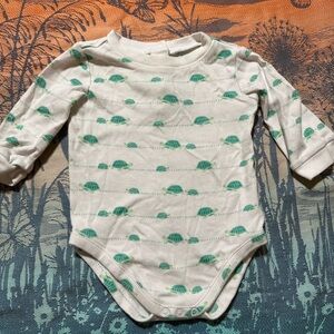 Janie And Jack Green and White Cloud Pattern Bodysuit